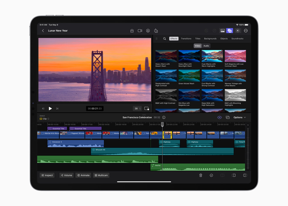 Patrones disponibles en Final Cut Pro para el iPad.