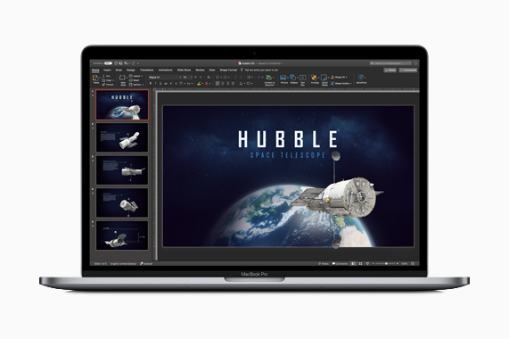 Un ejemplo de un documento de PowerPoint en una MacBook Pro.