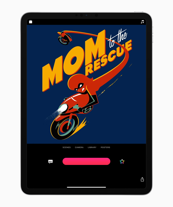 The Incredibles 2 film poster in Clips on iPad.