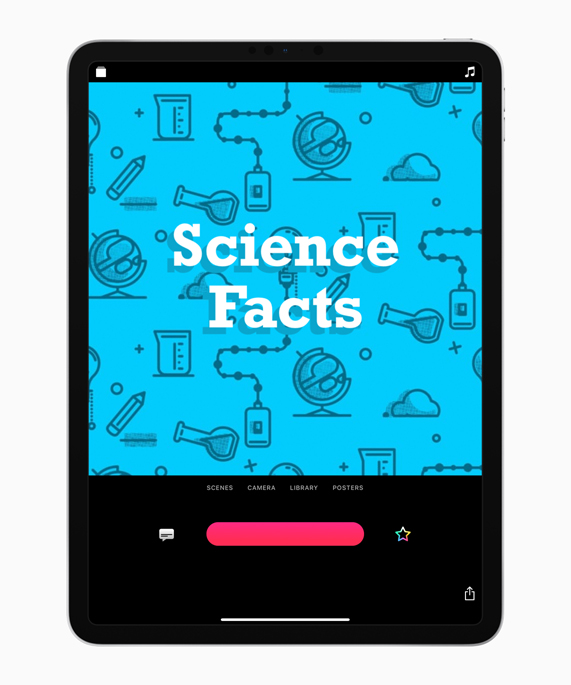 iPad의 Clips에서 제공되는 과학적 사실 포스터