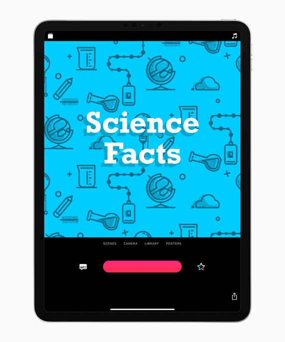 A Science Facts poster in the new Clips on iPad. 