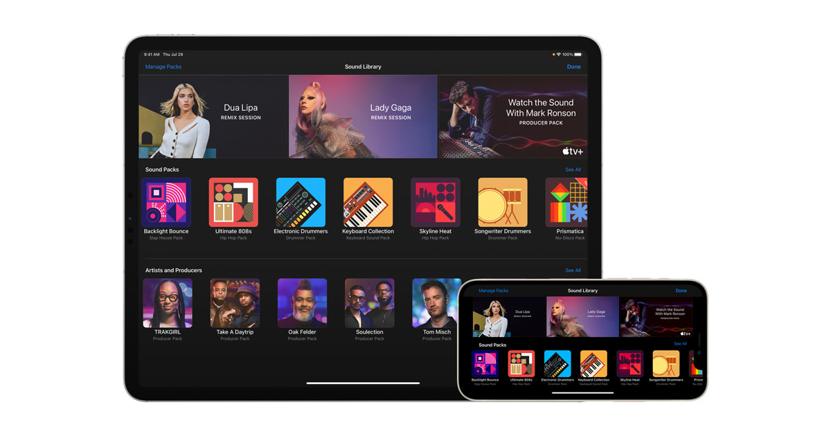 photo of GarageBand features new Sound Packs from Dua Lipa, Lady Gaga, and top producers image