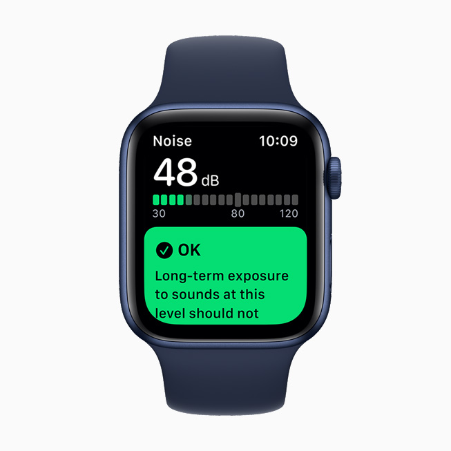 L’app Bruit sur l’Apple Watch Series 6.