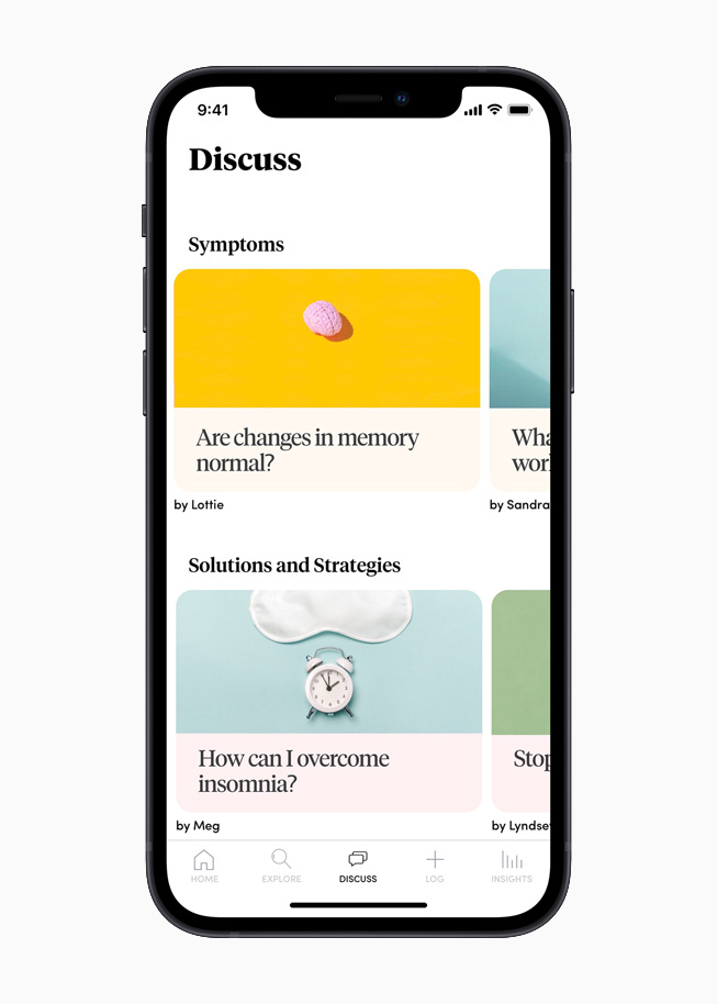 The Discuss section of the Caria app, displayed on iPhone 12.
