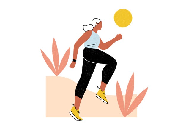 Illustration of a woman running outdoors.