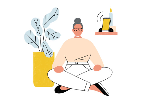 Illustration d’une femme pratiquant la méditation.