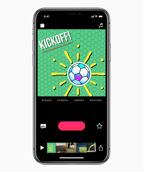 Pantalla de Kickoff Clips para el Mundial en un iPhone X