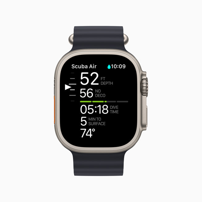 Oceanic+-appen vises på Apple Watch Ultra.