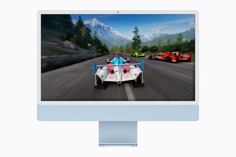 Ett racingbilspel visas på Mac.