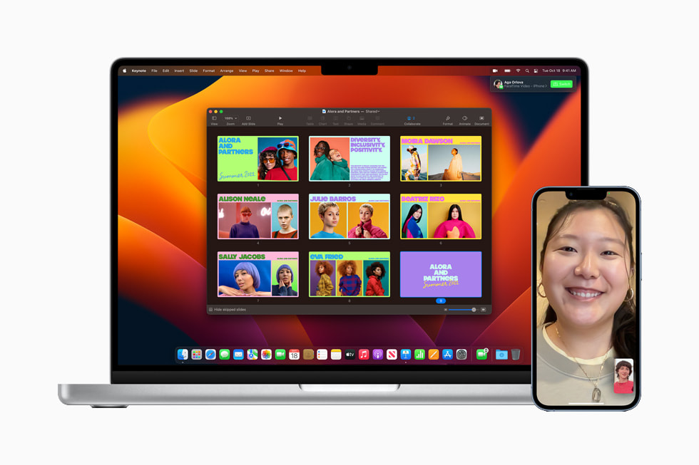 MacBook Pro 和 iPhone 之間進行 FaceTime「接力」。