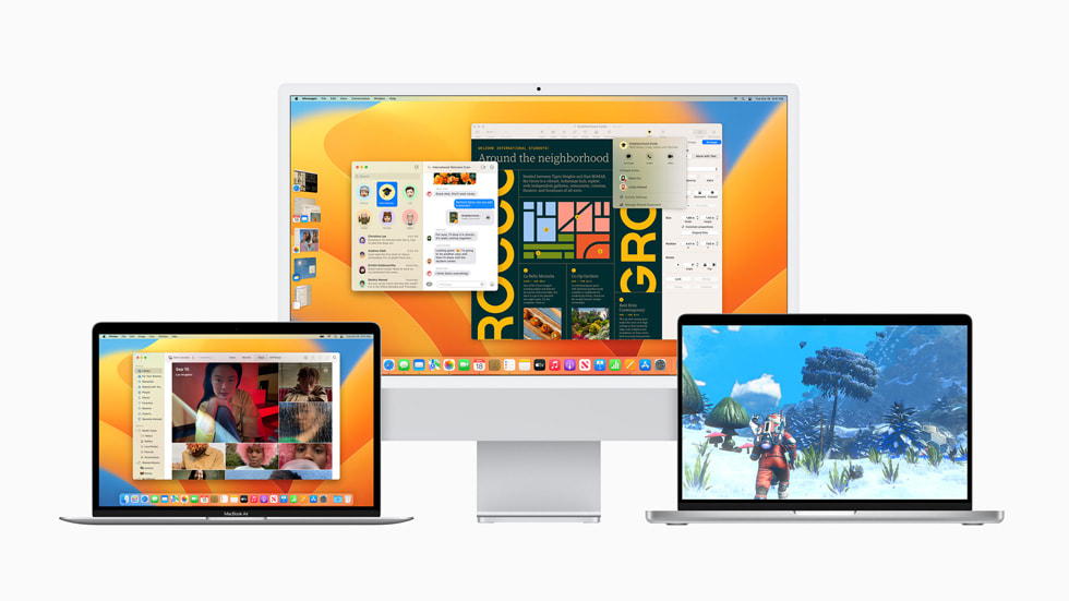 iMac、MacBook Pro 和 MacBook Air 上的 macOS Ventura。 