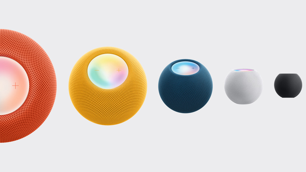 HomePod mini 有五種顏色可供選擇。