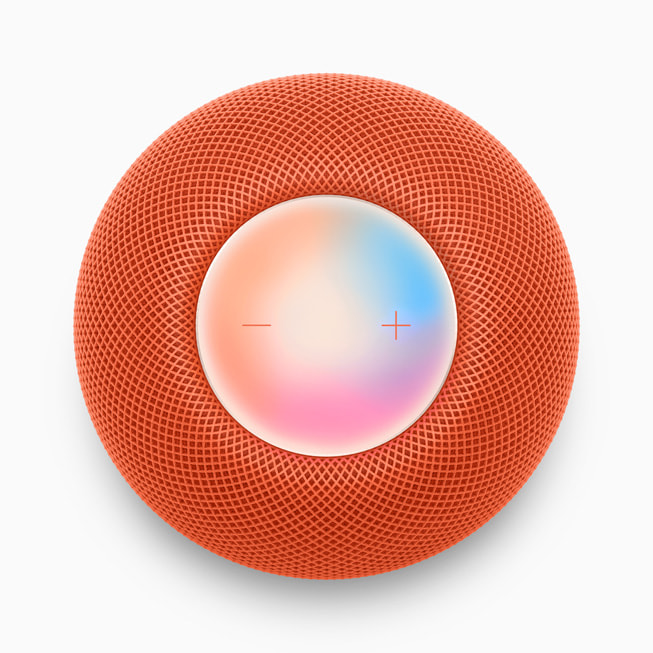 ด้านบนของ HomePod mini ที่แสดงให้เห็นว่ากำลังใช้งาน Siri