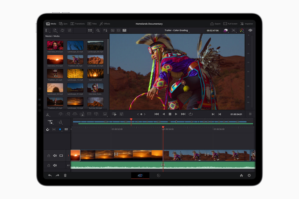 Montage d’une vidéo avec DaVinci Resolve sur l’iPad Pro.