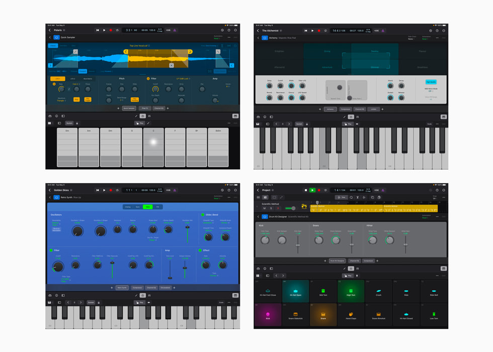 Los nuevos instrumentos de software de Logic Pro para el iPad. 