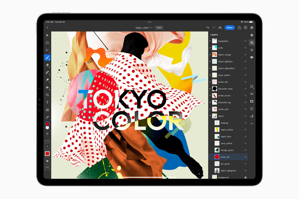 iPad Pro’da Adobe Photoshop kullanılarak bir görsel düzenleniyor.