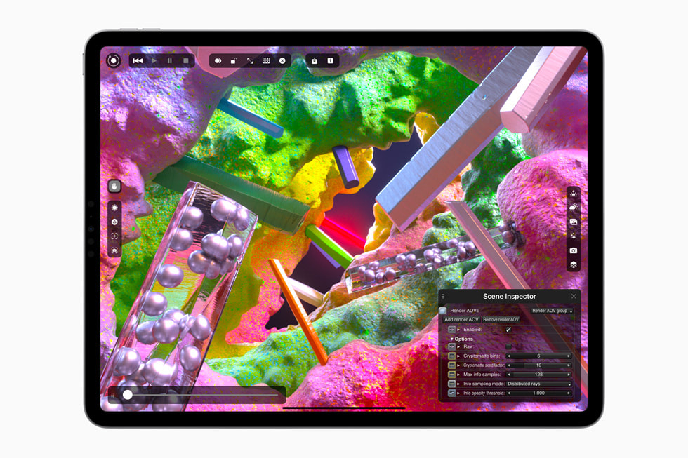 Modification d’une scène dans Octane X sur l’iPad Pro.