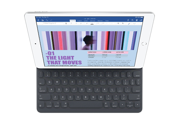 A gif demonstrating Slide Over and Split View on the new iPad.