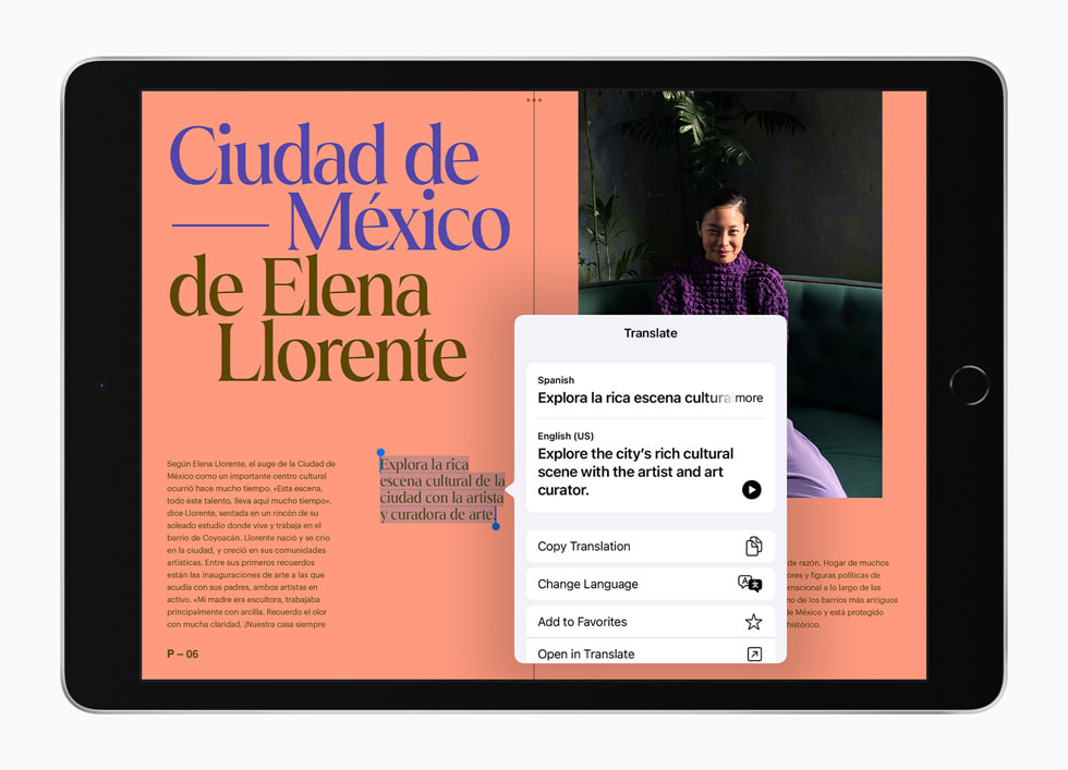 The Translate experience displayed on the new iPad.