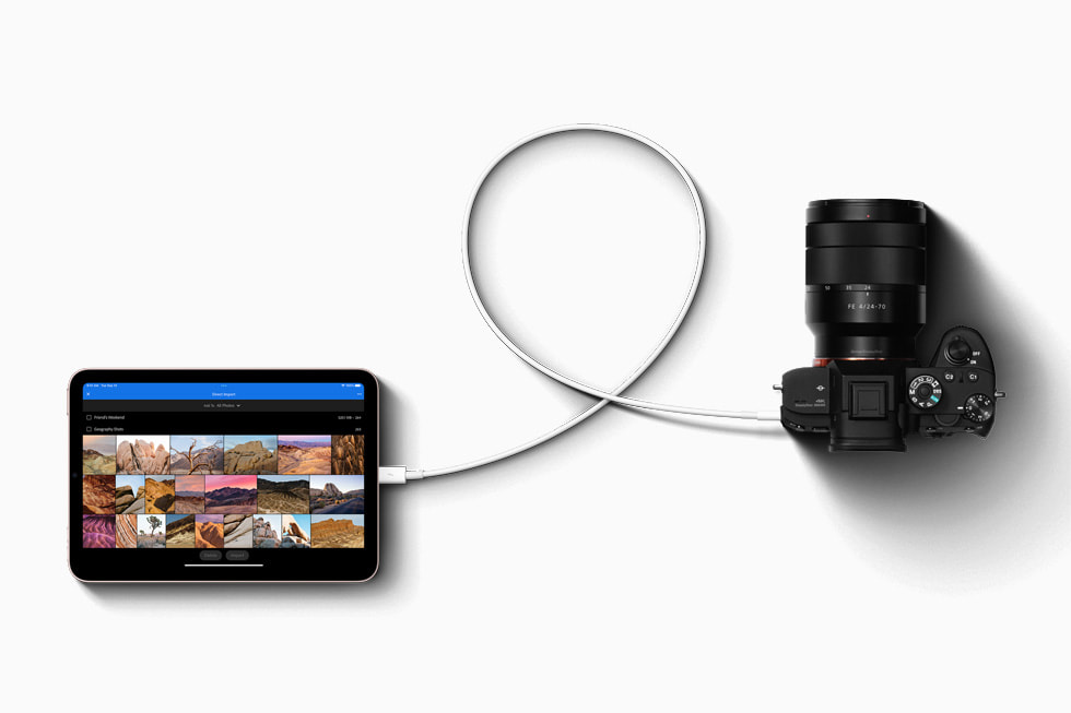 A USB-C-connected camera with iPad mini.