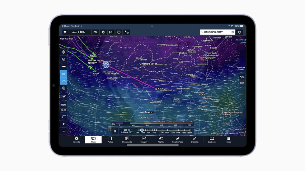 Carte de vols affichée sur l’iPad mini.