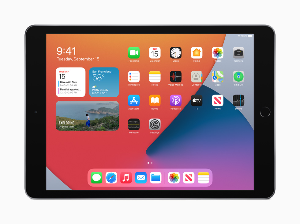 iPad showing the redesigned Home Screen.