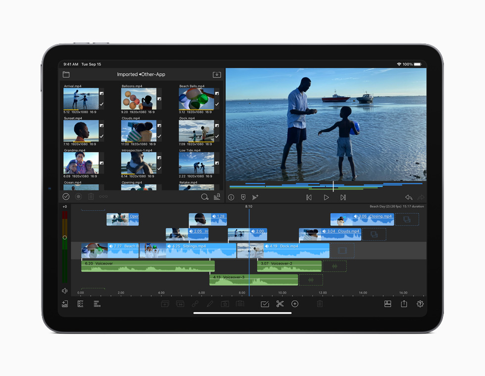 A screen displaying 4K video editing on iPad Air.