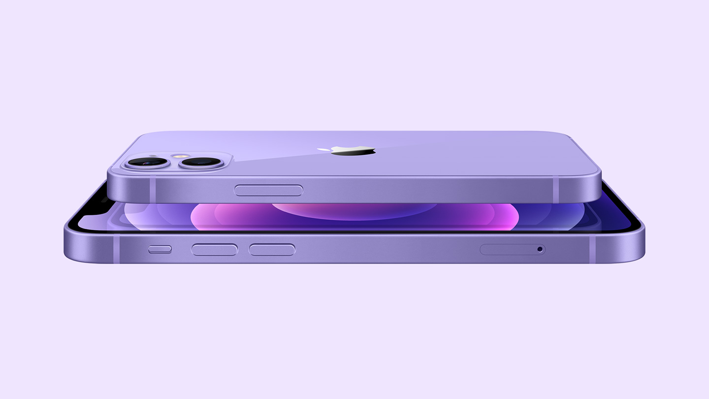 The purple iPhone 12 and iPhone 12 mini.