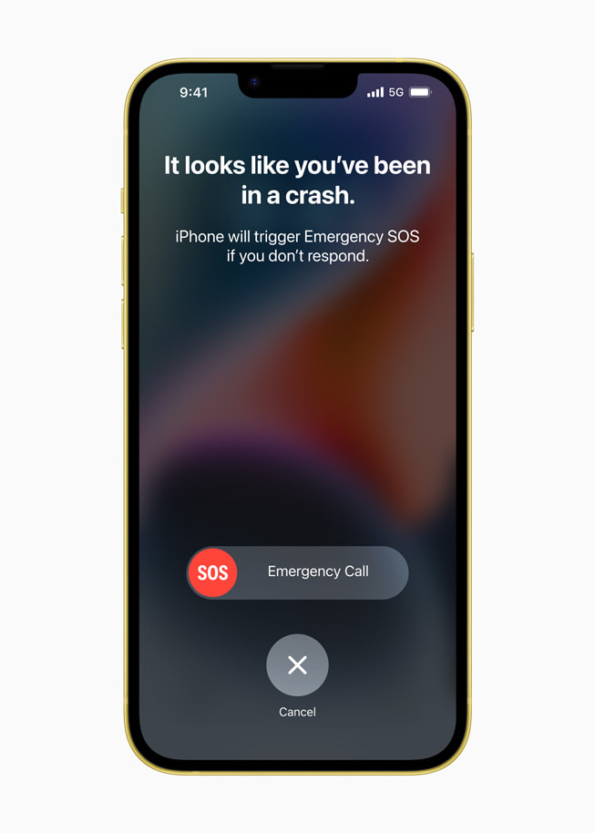 Se muestra Detección de Choques en el iPhone.