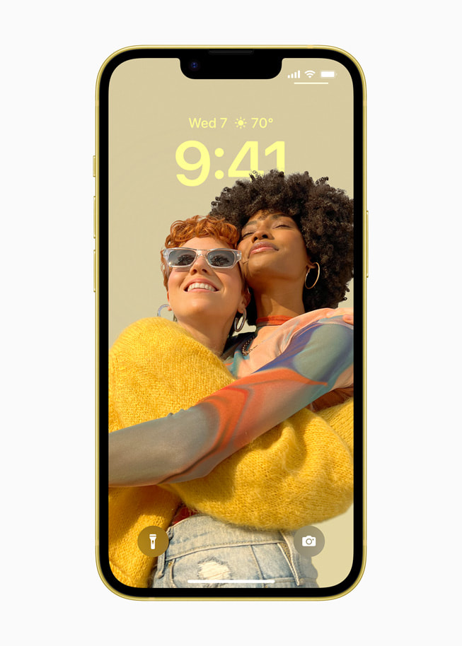 A customised Lock Screen is shown on iPhone.