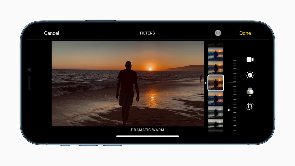 iPhone 12 Proでは夕暮れの写真にも簡単にフィルタを適用できます。