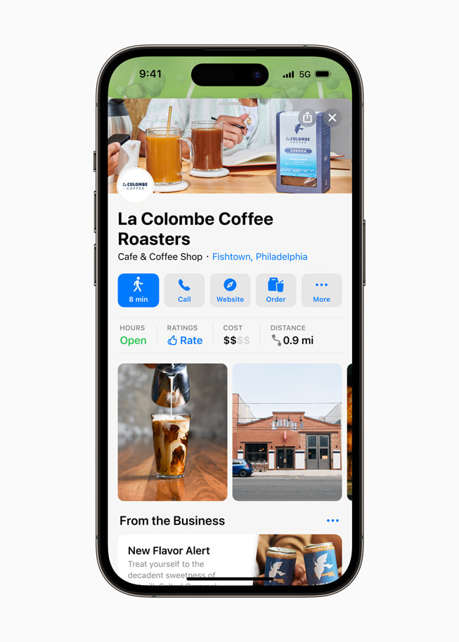 Se muestra la tarjeta informativa de La Colombe Coffee Roasters