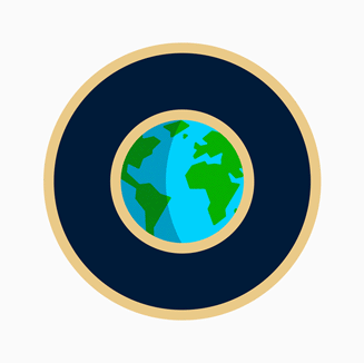 Logo van de speciale Dag van de Aarde-badge voor 2023 in Apple Fitness+.