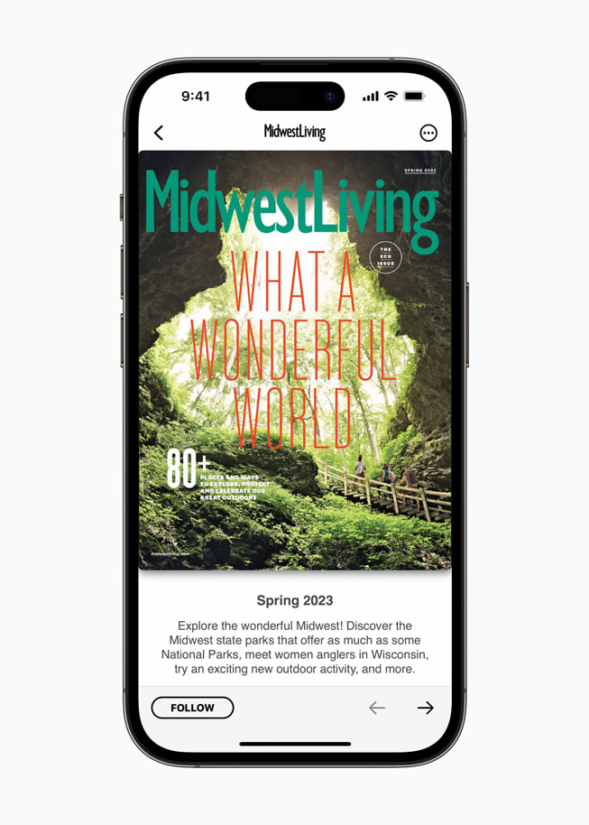 Le numéro du printemps 2023 de Midwest Living s’affiche dans Apple News. 
