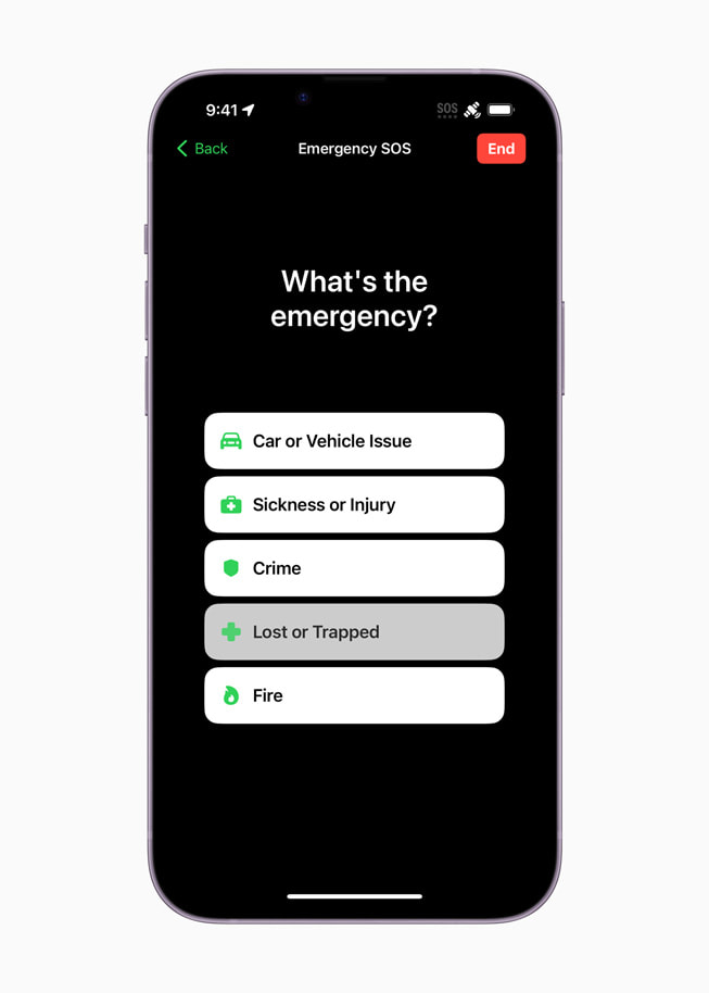An iPhone screen asks the user “What’s the emergency?”
