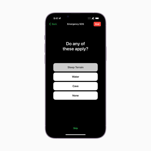 iPhone 失聯時的衛星求救地形畫面｜來源：Apple Newsroom