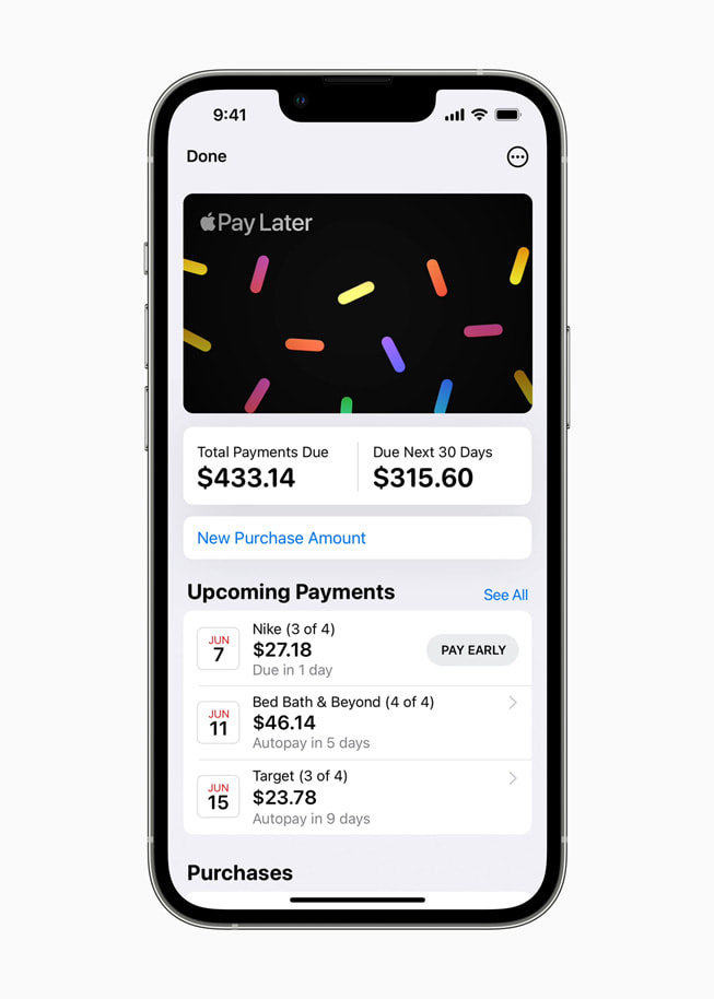An iPhone screen shows a user’s Wallet with cards and Order Tracking.