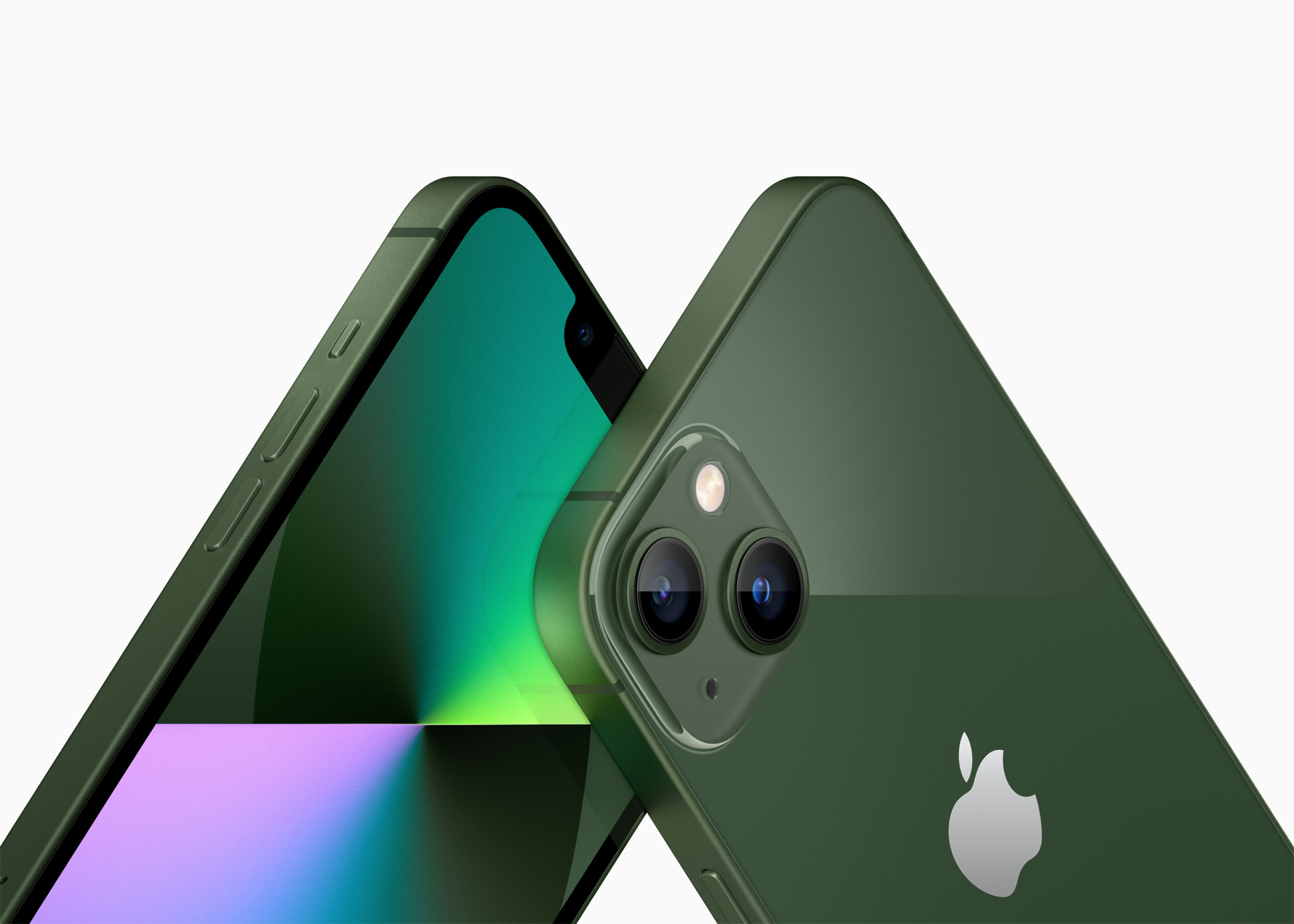 iPhone 13 y iPhone 13 mini en verde