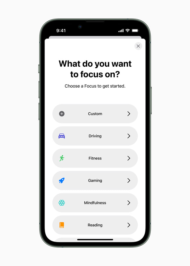The new Focus feature in iOS 15 displayed on iPhone 13 Pro.