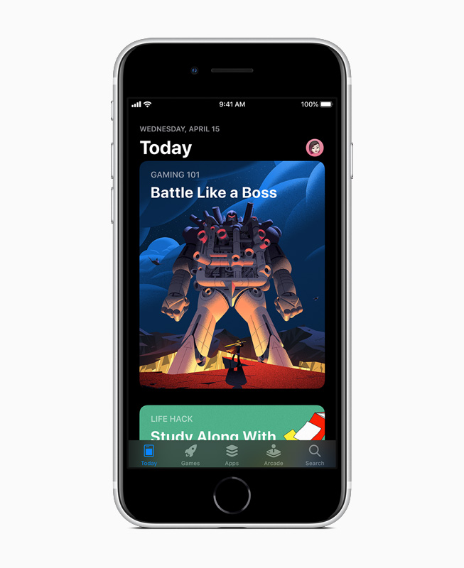 Idag-sidan i App Store på iPhone SE. 
