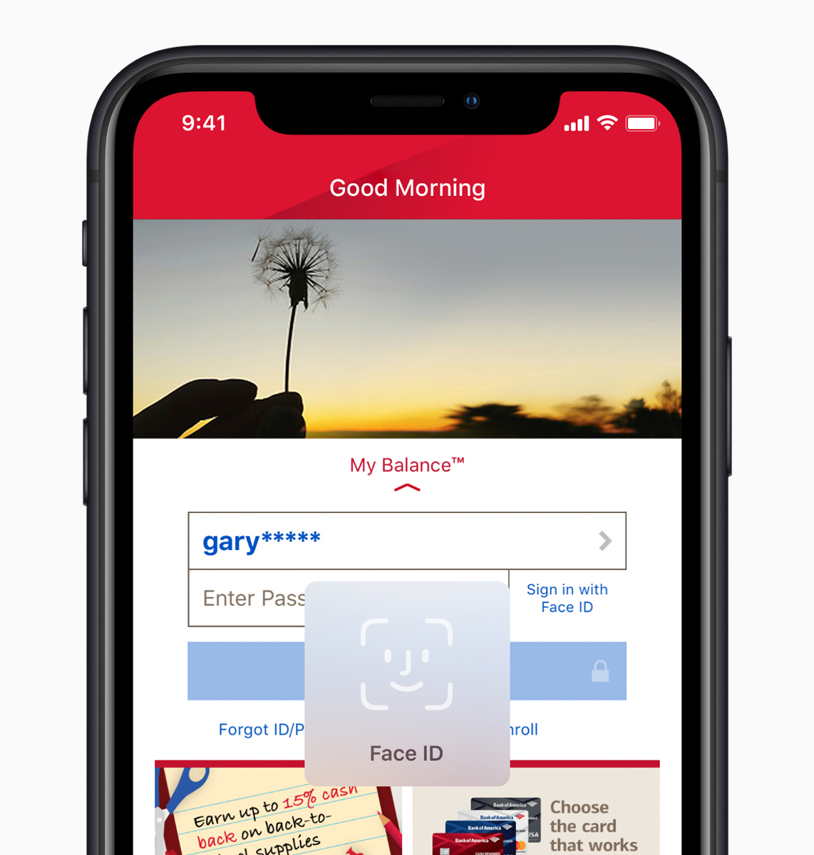 iPhone XR showing Face ID screen. 