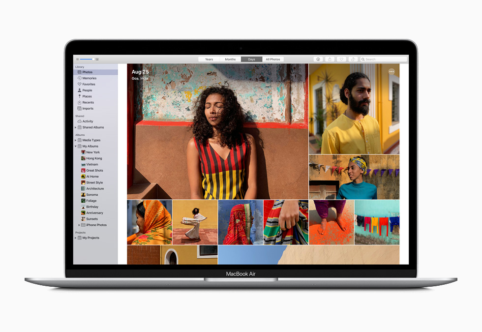 The Photo library on the new MacBook Air.
