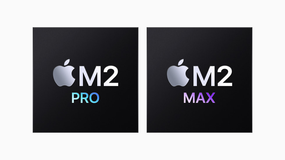 M2 Pro- och M2 Max-logotyperna.