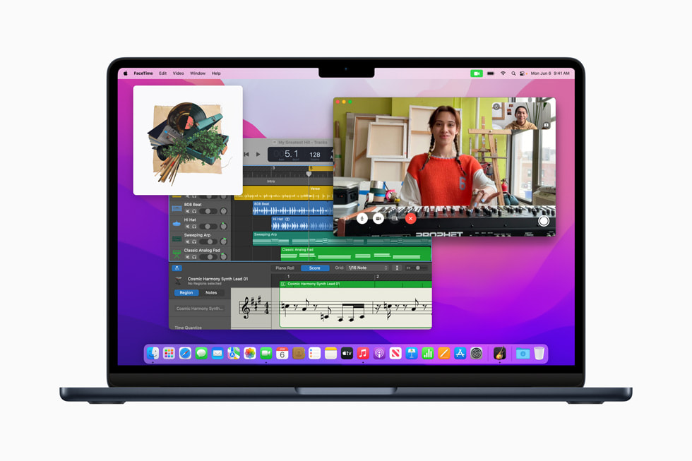 A pro workflow is shown on the screen of the new MacBook Air with M2.