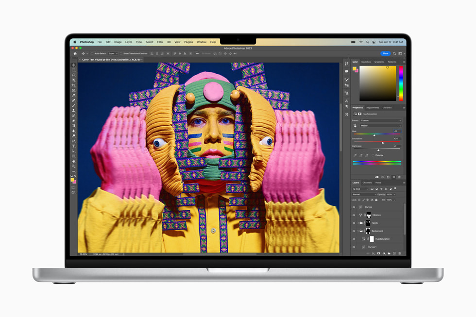 Adobe Photoshop is shown on MacBook Pro with M2 Pro.