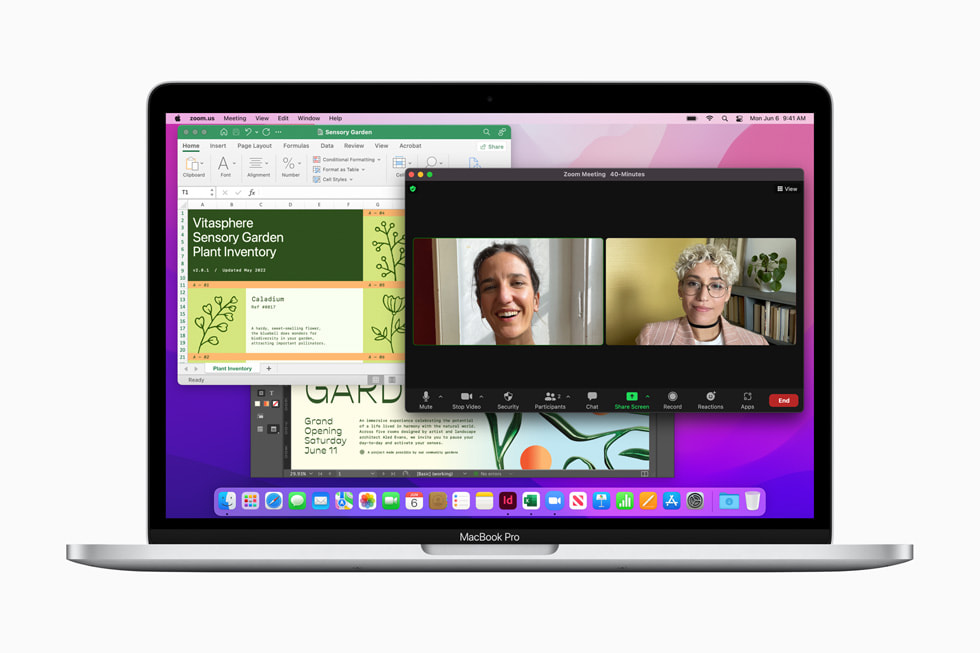 Imagem do macOS Monterey no novo MacBook Pro de 13 polegadas.