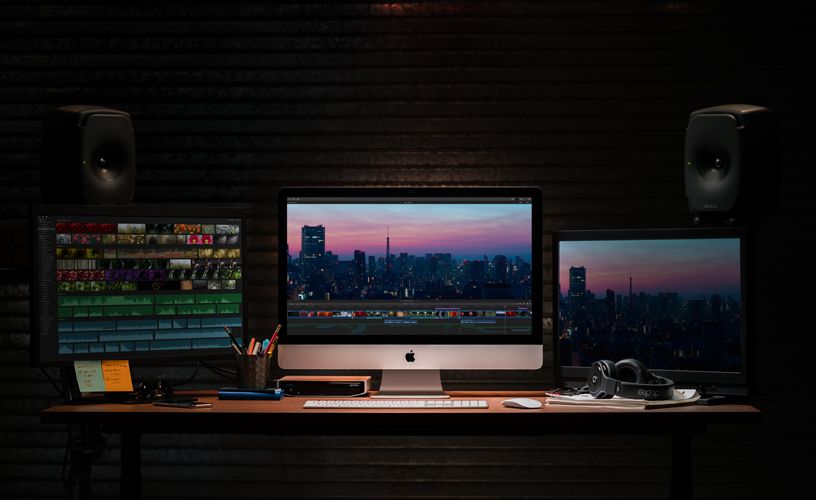 プロの作業スタジオにあるiMac。