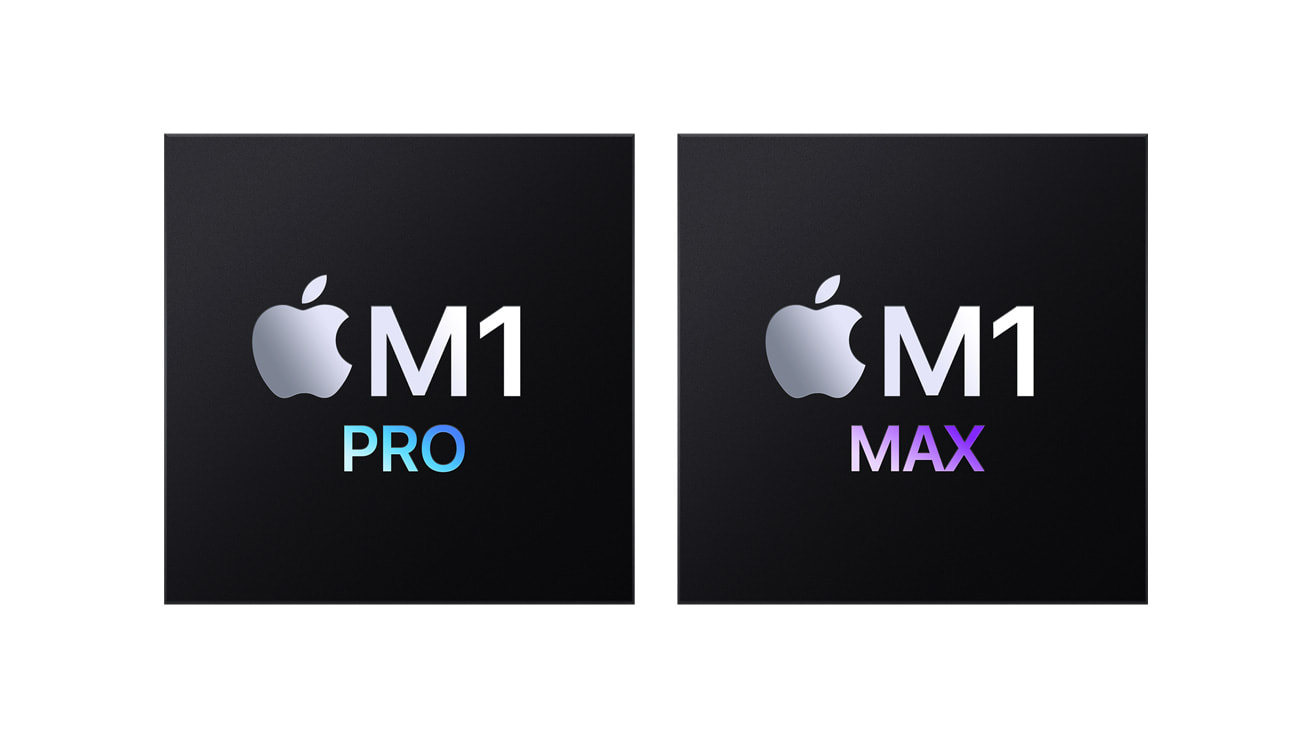 Logotipos de los chips Apple M1 Pro y M1 Max