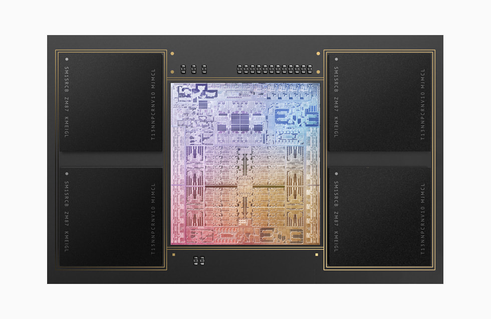 Vista detallada y ampliada del chip M1 Max.