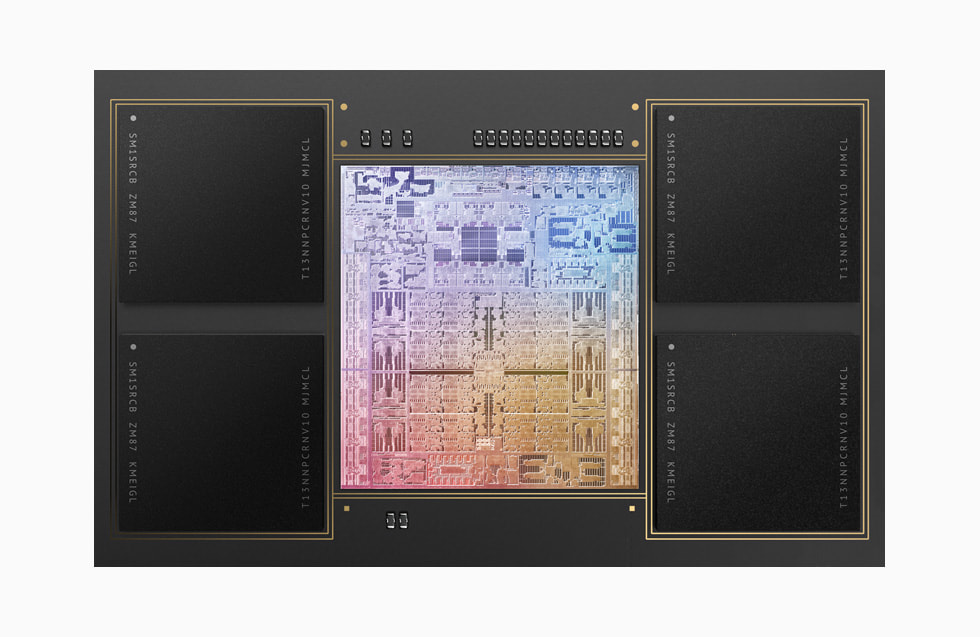 Vista detallada y ampliada del chip M1 Max.